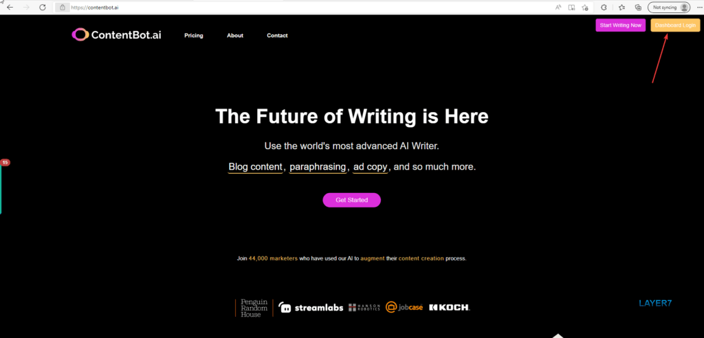 Contentbot AI Dashboard Login