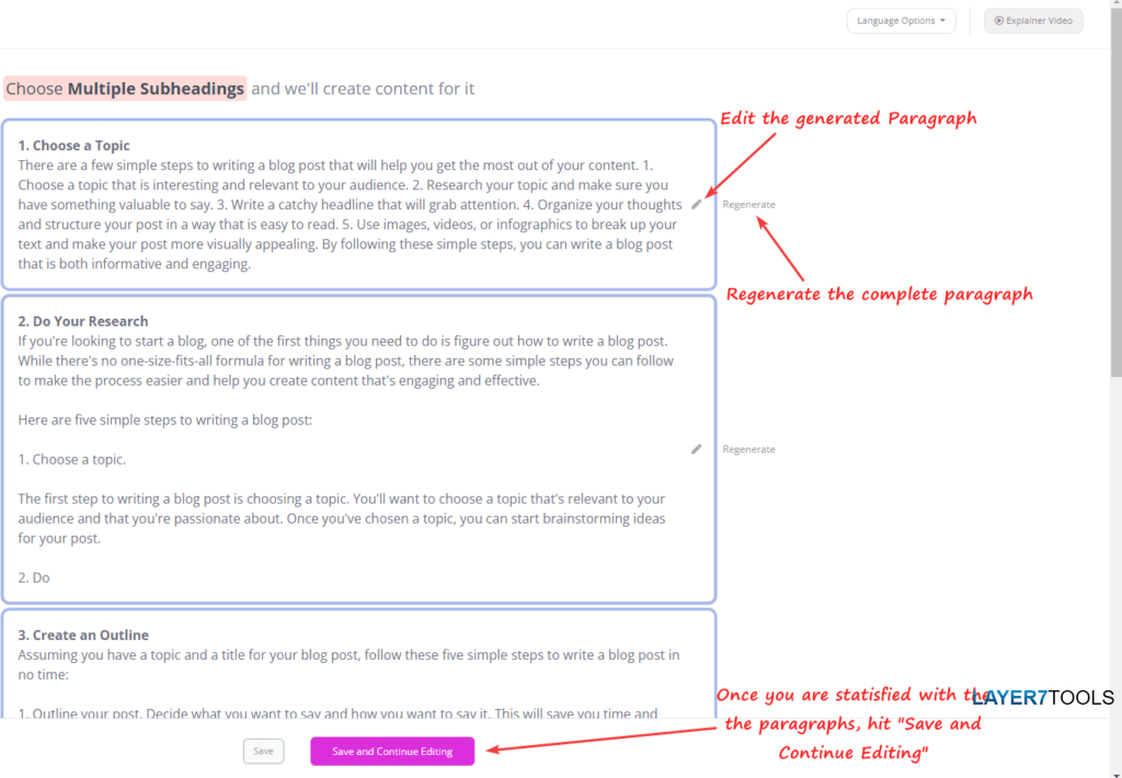 Contentbot AI Writer Blog Wizard - Step 5 - Outline Paragraphs