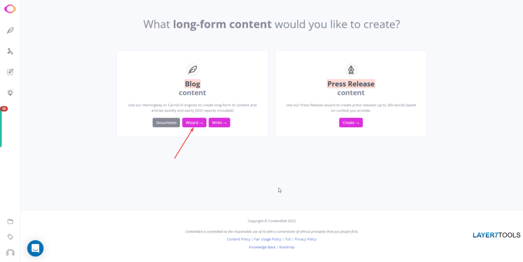 Contentbot AI Writer Wizard Button
