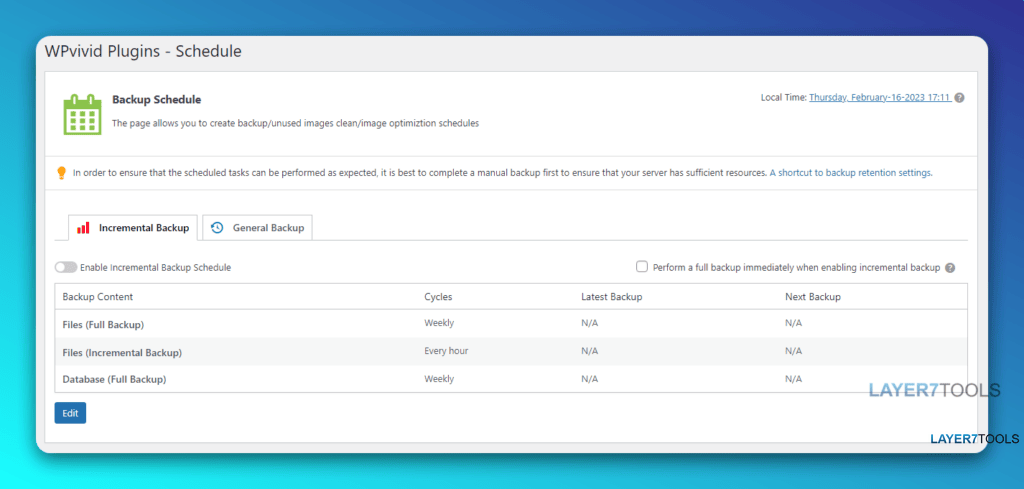 WPVivid Backup Plugin Incremental Backup Feature