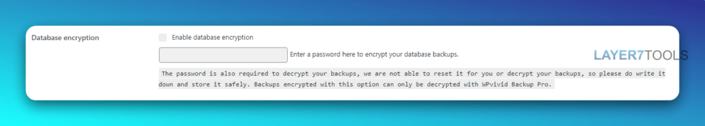 WPVivid Backup Plugin Database Encryption Feature